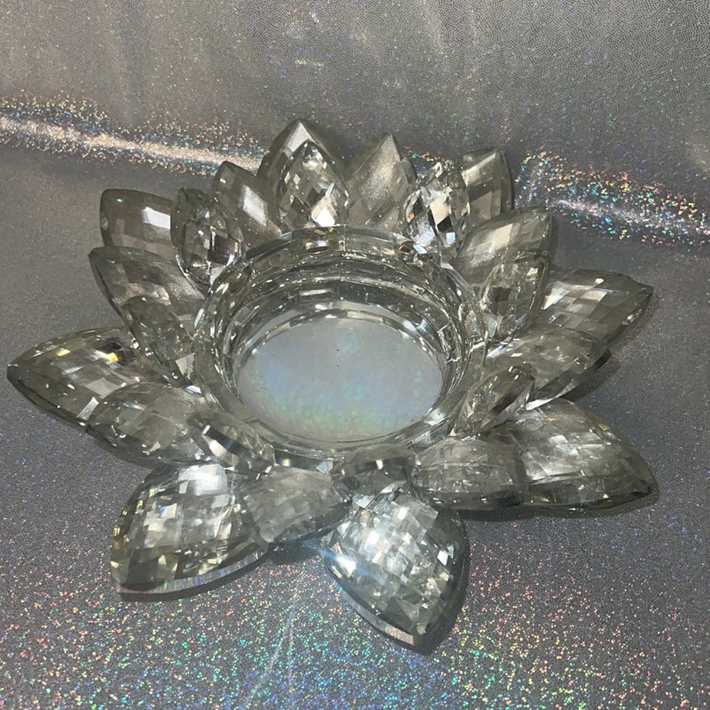 Crystal candle light holder shiny silver mirrored stunning luxury candle decor - Picture 5 of 7